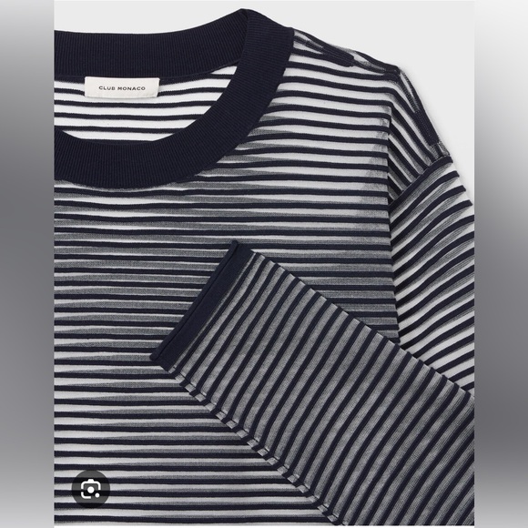 Club Monaco sheer stripped sweater XS in navy - Picture 1 of 6